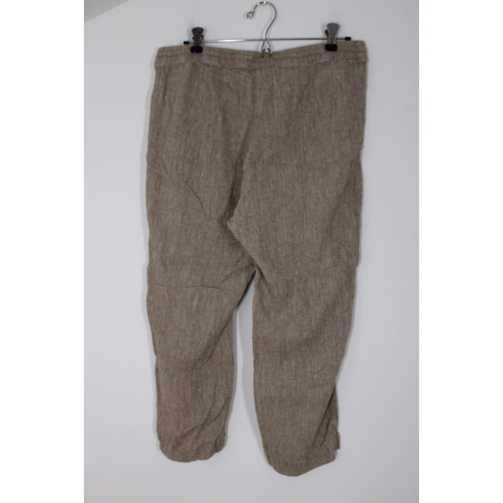 Pure J Jill M Brown Crinkle Linen Cotton Pull On High Rise Crop Drawstring Pants - Picture 3 of 7